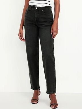 Old Navy High-Rise Straight-Leg Jeans — Charcoal Black